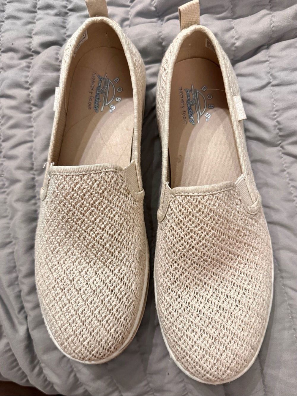 Skechers BOBS Memory Foam Slip-On Sneakers - Beige